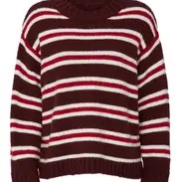 The Great Rent the Runway Striped Cozy Sweater Brown/red L/S Sz L $325 - Picture 5 of 5